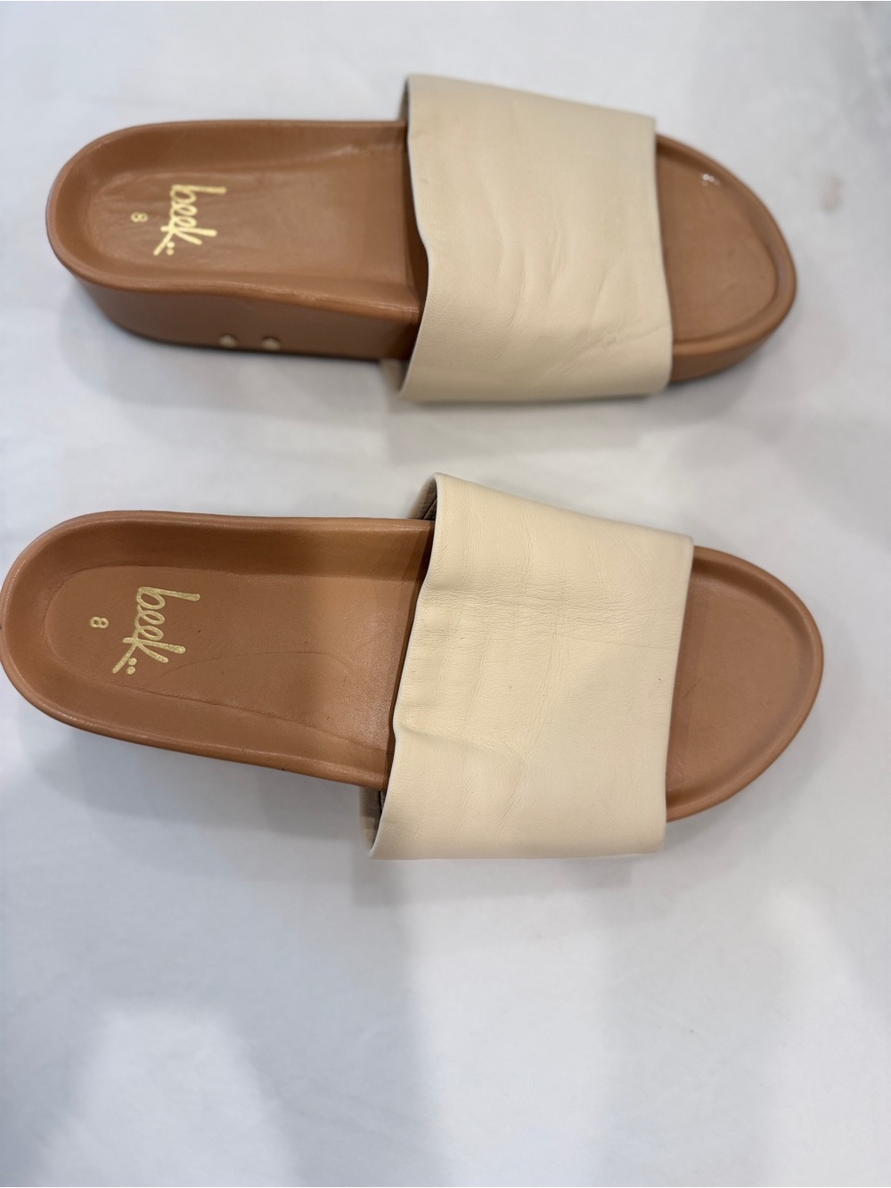 Beek Women's Pelican Slide Sandals Size 8 cream eggshell - Picture 3 of 7